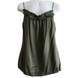 Elie Tahari Ruffled Silk Tank Top with Tie Straps